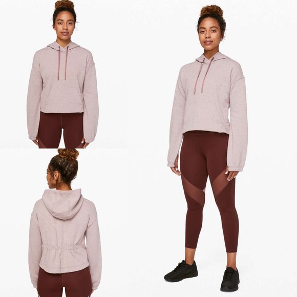 lululemon athletica Tops - Lululemon X Barrys Stronger As One Cropped Hoodie Top Size 6 Heathered Red Dust